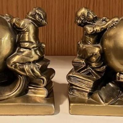 Two Vintage Brass Bookends