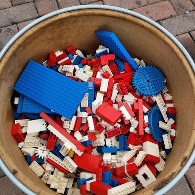 Large lot of leggos with cardboard barrel