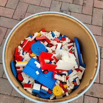 Large lot of leggos with cardboard barrel
