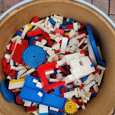 Large lot of leggos with cardboard barrel