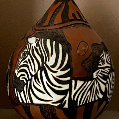 Decorative Zebra Gourd By Judy Cunningham