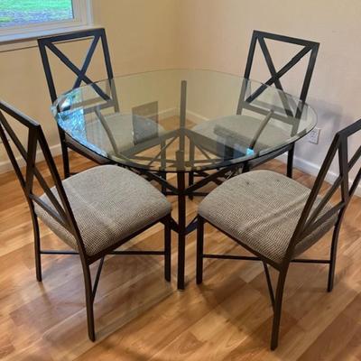 Glass Top Dining Table And Four Chairs