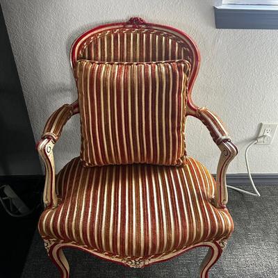Louis XV Striped Arm chair with Pillow