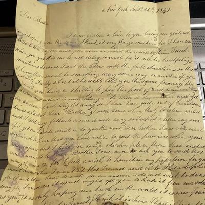 September/1841 Fountain Pen Written Letter to Philadelphia, Pa. as Pictured.