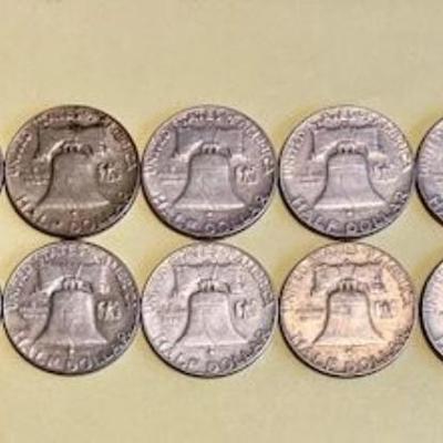 18 Silver Half Dollars Dated 1952-1963