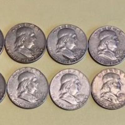 18 Silver Half Dollars Dated 1952-1963