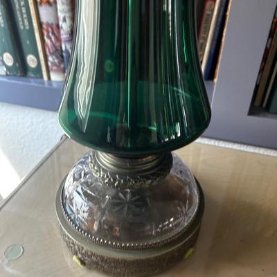 Vintage Mcm Green Glass Lamp