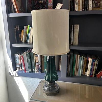Vintage Mcm Green Glass Lamp