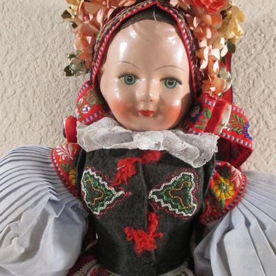 Vintage Composition and cloth Internation Czech Slovakia Doll for repair TLC