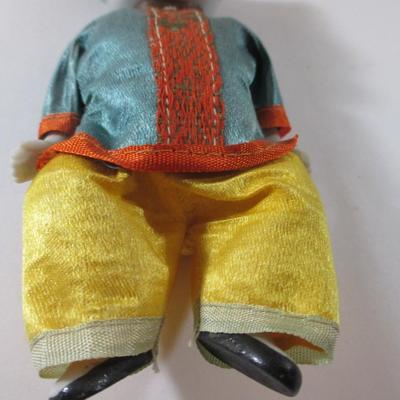 Oriental Asian Ethnic Bisque Character Couple Dolls Set in a Basket 5-51/2"
