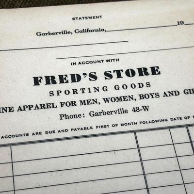 LOT 24 - Vintage Fred's Store of Garberville Receipt Book