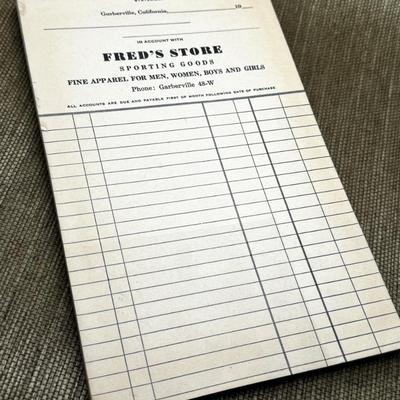 LOT 24 - Vintage Fred's Store of Garberville Receipt Book