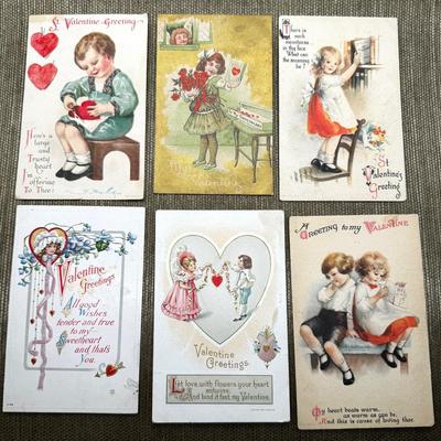 LOT 25 - Antique Valentine Postcard Lot of 6