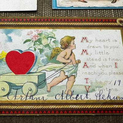 LOT 26 - Antique Valentine Postcard Lot of 5
