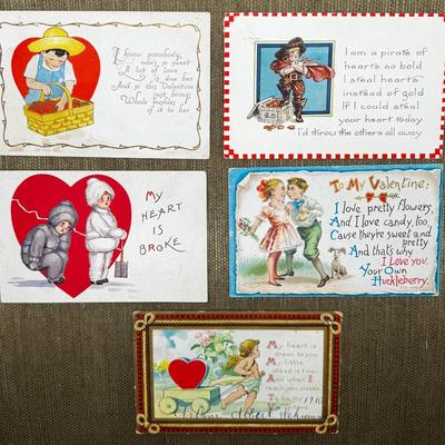 LOT 26 - Antique Valentine Postcard Lot of 5