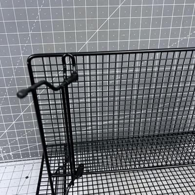 2 Black Folding Wire Tray Racks and 4 Black Rubber Matts for Draining or Marble Counter Pads