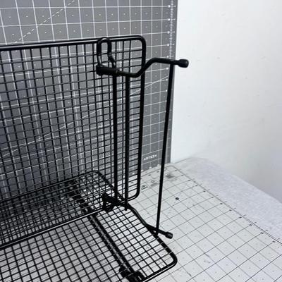 2 Black Folding Wire Tray Racks and 4 Black Rubber Matts for Draining or Marble Counter Pads
