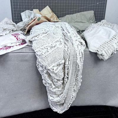 Pile of Vintage Linens 