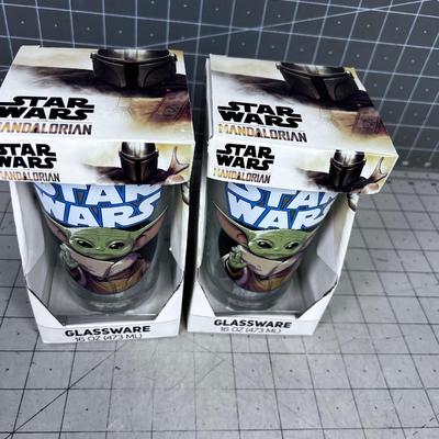 2 new 16oz STAR WARS Tumbler GLASSES 
