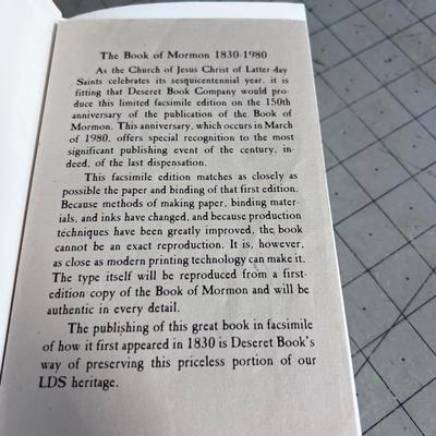 1980 Hard Back 150th Year Anniversary Edition of BOOK OF MORMON, a Facsimile Edition. 