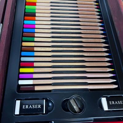 ART Kit: Never used. Oil, Acrylic, Water and Pastel. In Lovely Dark Walnut wood Box. ART 101