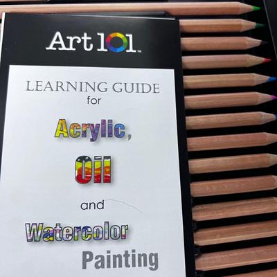ART Kit: Never used. Oil, Acrylic, Water and Pastel. In Lovely Dark Walnut wood Box. ART 101