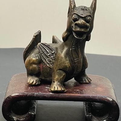 Old/Antique Chinese Palace Bronze Foo Dog Figurine