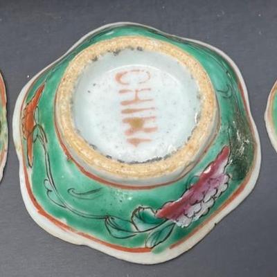 Three Antique Chinese Dish Bowl Qing Dynasty era