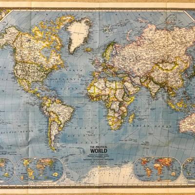 LOT 30 - BIN 1975 Vintage World Map by National Geographic