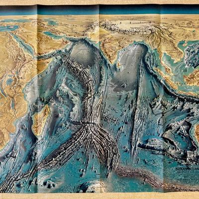 LOT 31 - BIN Vintage Ocean Floor Map Collection - Atlantic Pacific Indian