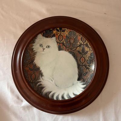 Collectible Persis Weirs Porcelain Cat Plates w/ Wooden Frames (D-DZ)