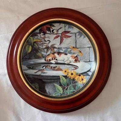 Collectible Persis Weirs Porcelain Cat Plates w/ Wooden Frames (D-DZ)