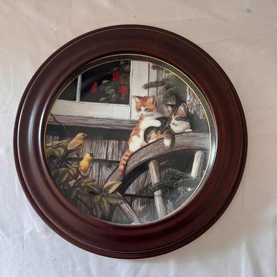 Collectible Persis Weirs Porcelain Cat Plates w/ Wooden Frames (D-DZ)