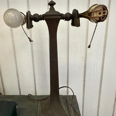 Antique Verdelite Bankerâ€™s Lamp (See Description)