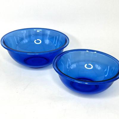 Set of 2 Vintage Cobalt Blue Mixing Bowls - USA