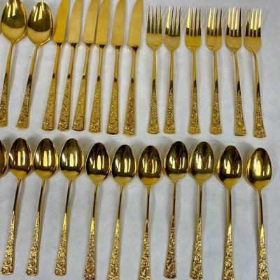 Gold Plated Flatware - settings for 6 plus extra spoons