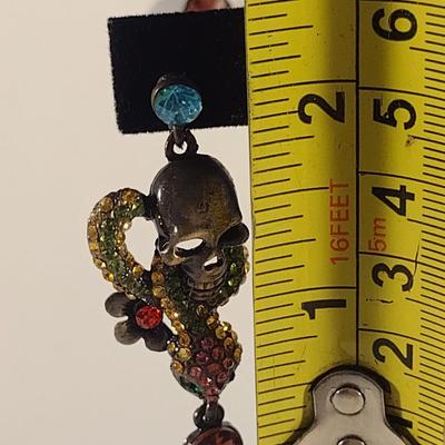 Eye-Catching Jeweled Skull Choker Jewelry Necklace with Earrings (#4)