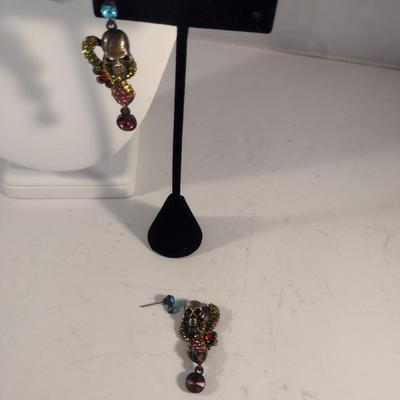 Eye-Catching Jeweled Skull Choker Jewelry Necklace with Earrings (#4)