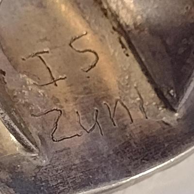 Native American Hand-Crafted Zuni Ring Mother of Pearl Horse Set in Onyx Base with Turquoise Stone (#5)