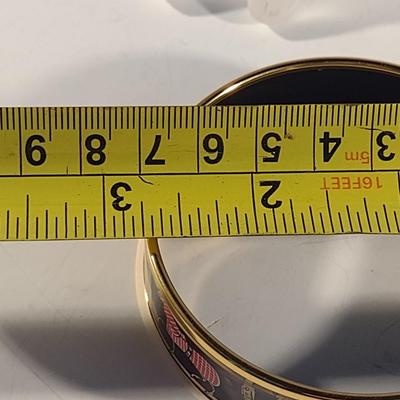 Vintage Hermes Paris, France Wide Band Enamel Horse Theme Bangle with Box (#6)