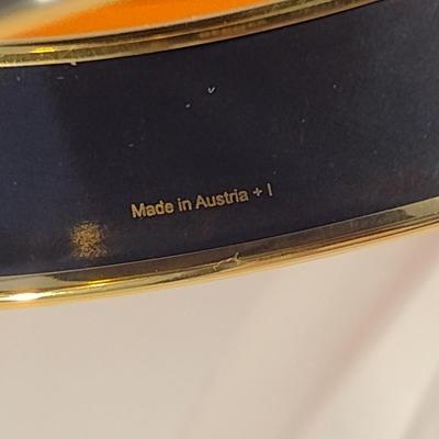 Vintage Hermes Paris, France Wide Band Enamel Horse Theme Bangle with Box (#6)