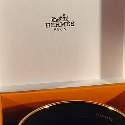 Vintage Hermes Paris, France Wide Band Enamel Horse Theme Bangle with Box (#6)