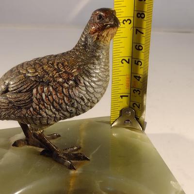 Vintage Bronze Partridge Mounted on Onyx Ashtray