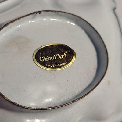 Vintage Enamel Covered Metal Pekinese Trinket Dish by Global Art