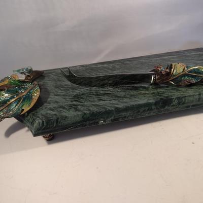 Gorgeous Jay Strongwater Marble Cheese Tray with Enamel Handles and Utensil