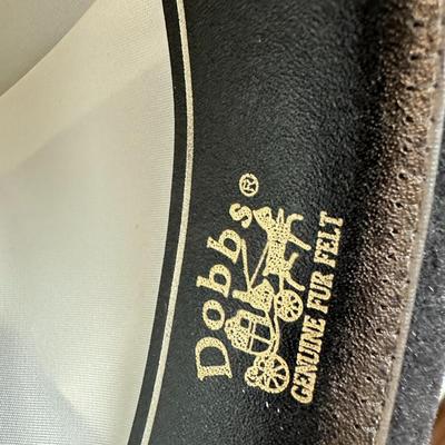 Dobbs black long fur felt Fedora Hat made in USA like new size 7 3/8