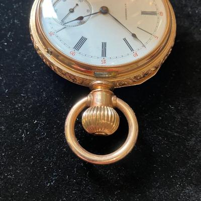Antique 14k Gold Pocket Watch signed T.V. DICKINSON