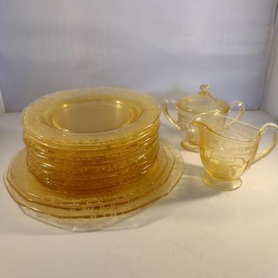 Set of Depression Era Amber Glass Dish Set