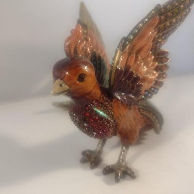 Jay Strongwater Enamel and Jeweled Peacock Bird Figurine