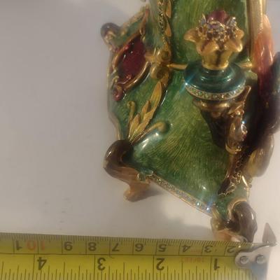 Jay Strongwater Enamel and Jeweled French Design Desk Clock